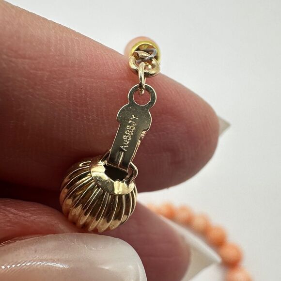 16" Graduated Angel Skin Coral beaded necklace with 14kt yellow gold clasp! - Picture 5 of 12